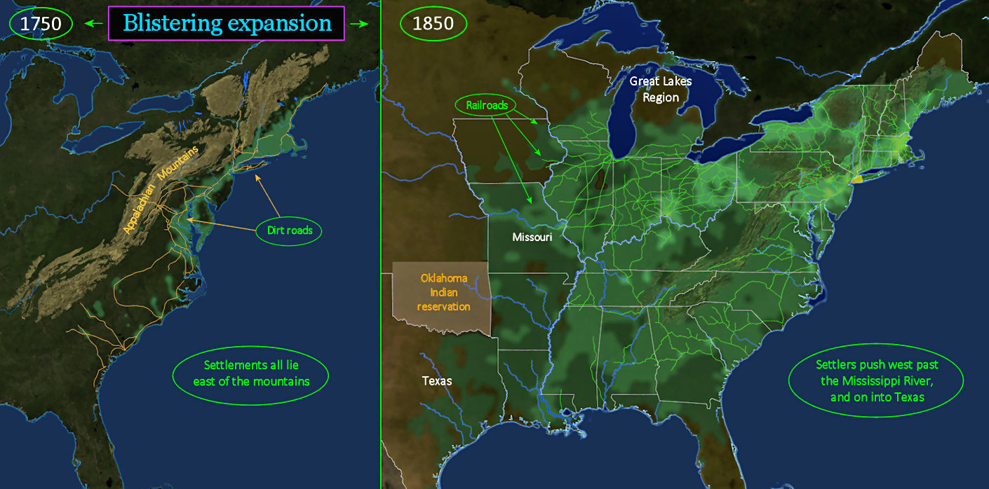Population growth, 1750-1850 map